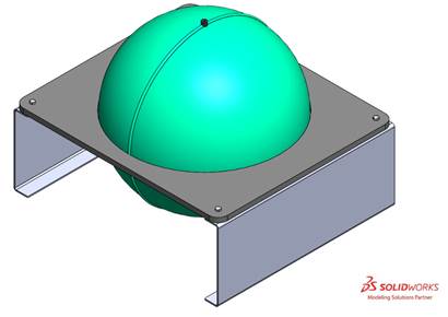 A green ball on a metal stand

Description automatically generated